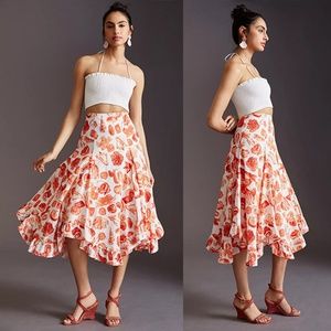 Anthropologie Maeve A-Line Ruffle Midi Skirt